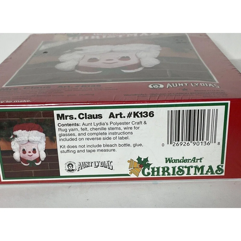 VINTAGE 1991 WONDER ART CHRISTMAS MRS.CLAUS AUNT LYDIA'S OLD NO KNIT NO CROCHET